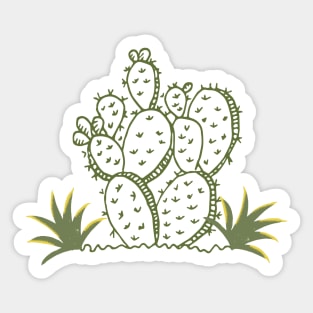 Green Floral Cactus Sticker